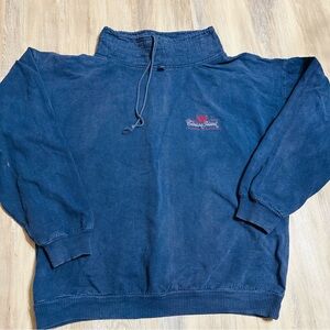 Vintage Navy Blue Mock neck fits like an XL